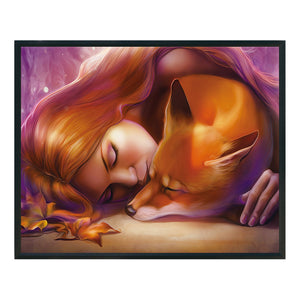 Yishu - Girl And Fox - 50*38CM 11CT 3 Stamped Cross Stitch