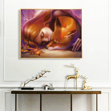 Load image into Gallery viewer, Yishu - Girl And Fox - 50*38CM 11CT 3 Stamped Cross Stitch
