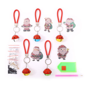Christmas Santa Claus DIY Diamonds Painting Keychain Acrylic Crystal Art Crafts (AA1201-3)