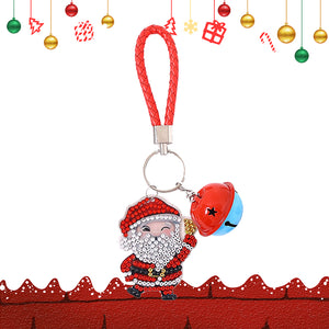 Christmas Santa Claus DIY Diamonds Painting Keychain Acrylic Crystal Art Crafts (AA1201-3)