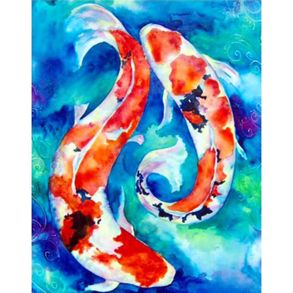 Yishu - Two Koi Fish - 40*50CM 11CT 3 Stamped Cross Stitch