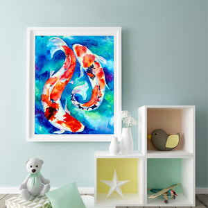 Yishu - Two Koi Fish - 40*50CM 11CT 3 Stamped Cross Stitch
