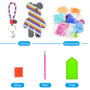 DIY Diamond Keyrings Mosaic Double Sided Cartoon Bear Accessories (YS067)