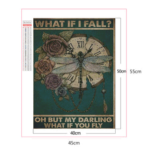 Vintage Dragonfly Poster 40*50CM(Picture) Full Square Drill Diamond Painting