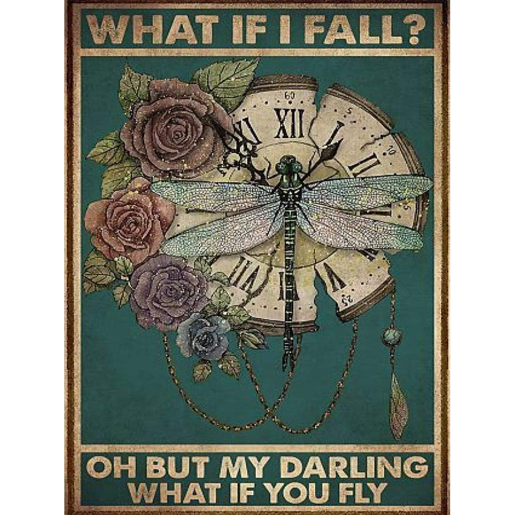 Vintage Dragonfly Poster 40*50CM(Picture) Full Square Drill Diamond Painting