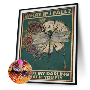 Vintage Dragonfly Poster 40*50CM(Picture) Full Square Drill Diamond Painting