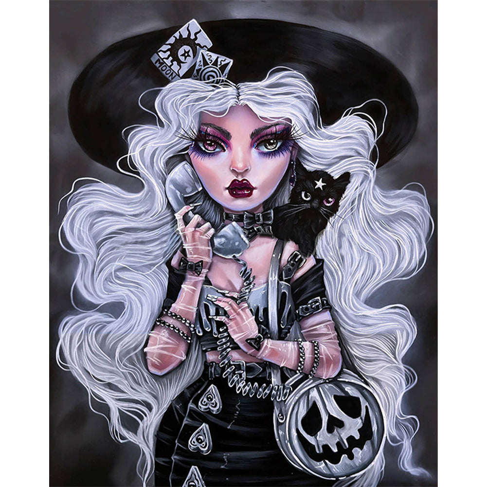 Fashionable Girl With Heavy Makeup 30*40CM(Canvas) Full Round Drill Diamond Painting