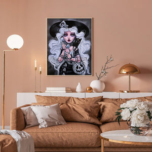 Fashionable Girl With Heavy Makeup 30*40CM(Canvas) Full Round Drill Diamond Painting