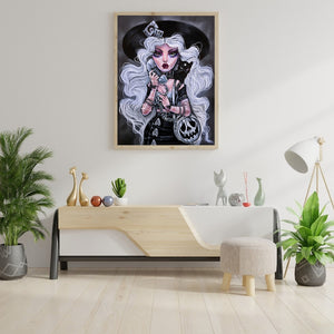 Fashionable Girl With Heavy Makeup 30*40CM(Canvas) Full Round Drill Diamond Painting