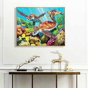 Sea Turtle 50*40CM(Canvas) Full Round Drill Diamond Painting