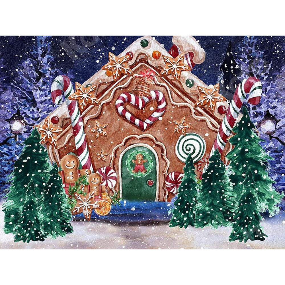 Christmas Gingerbread House 40*30CM(Canvas) Full Round Drill Diamond Painting