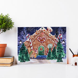 Christmas Gingerbread House 40*30CM(Canvas) Full Round Drill Diamond Painting