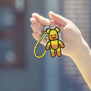 DIY Mosaic Keychain Bear Diamonds Painting Key Ring for Girl Bag Pendant (YS070)