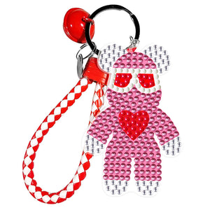 DIY Mosaic Keychain Bear Diamonds Painting Key Ring for Girl Bag Pendant (YS090)