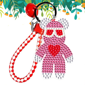 DIY Mosaic Keychain Bear Diamonds Painting Key Ring for Girl Bag Pendant (YS090)