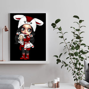 Gothic Girl With Big Eyes 30*40CM(Canvas) Full Round Drill Diamond Painting