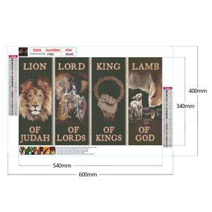 Lion Woodblock Print 60*40CM(Canvas) Full Square Drill Diamond Painting