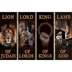 Lion Woodblock Print 60*40CM(Canvas) Full Square Drill Diamond Painting