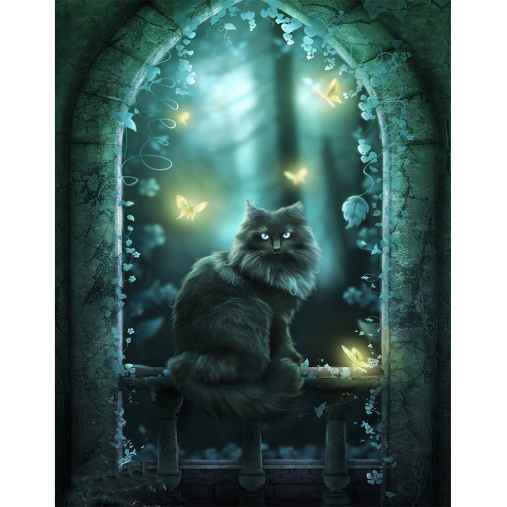 Dark Cat 40*50CM(Canvas) Full Round Drill Diamond Painting