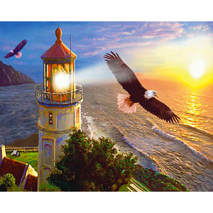 Seaside Lighthouse 50*40CM(Canvas) Full Round Drill Diamond Painting
