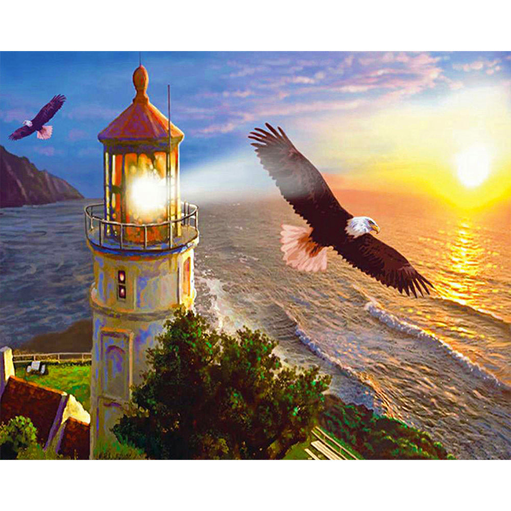 Seaside Lighthouse 50*40CM(Canvas) Full Round Drill Diamond Painting