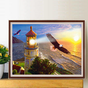 Seaside Lighthouse 50*40CM(Canvas) Full Round Drill Diamond Painting