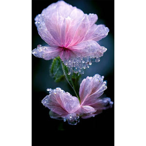 Water Drop Flowers 40*70CM(Canvas) Full Round Drill Diamond Painting
