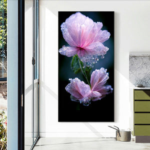 Water Drop Flowers 40*70CM(Canvas) Full Round Drill Diamond Painting