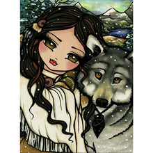 Load image into Gallery viewer, Wolf And Girl 30*40CM(Canvas) Full Round Drill Diamond Painting
