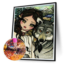 Load image into Gallery viewer, Wolf And Girl 30*40CM(Canvas) Full Round Drill Diamond Painting
