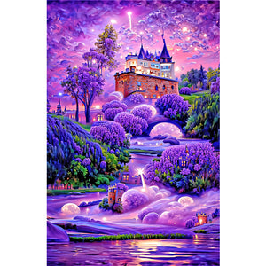 Purple Lavender Manor 40*70CM(Canvas) Full Round Drill Diamond Painting