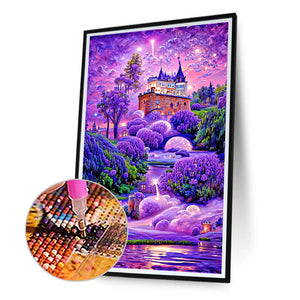 Purple Lavender Manor 40*70CM(Canvas) Full Round Drill Diamond Painting