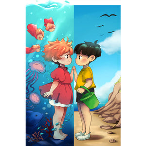Ponyo On The Cliff 30*50CM(Canvas) Full Round Drill Diamond Painting