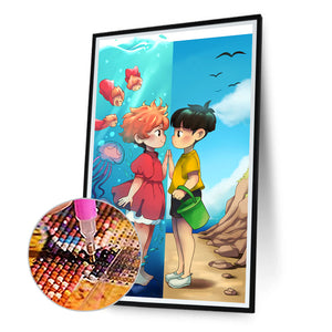 Ponyo On The Cliff 30*50CM(Canvas) Full Round Drill Diamond Painting