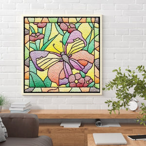 Framed Butterfly Embroidery 40*40CM(Canvas) Full Square Drill Diamond Painting