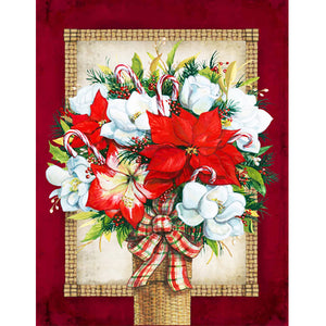 Christmas Poinsettia Bouquet 30*40CM(Canvas) Full Round Drill Diamond Painting