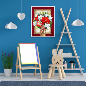 Christmas Poinsettia Bouquet 30*40CM(Canvas) Full Round Drill Diamond Painting