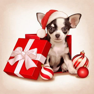 Christmas Gift Chihuahua 30*30CM(Canvas) Full Round Drill Diamond Painting