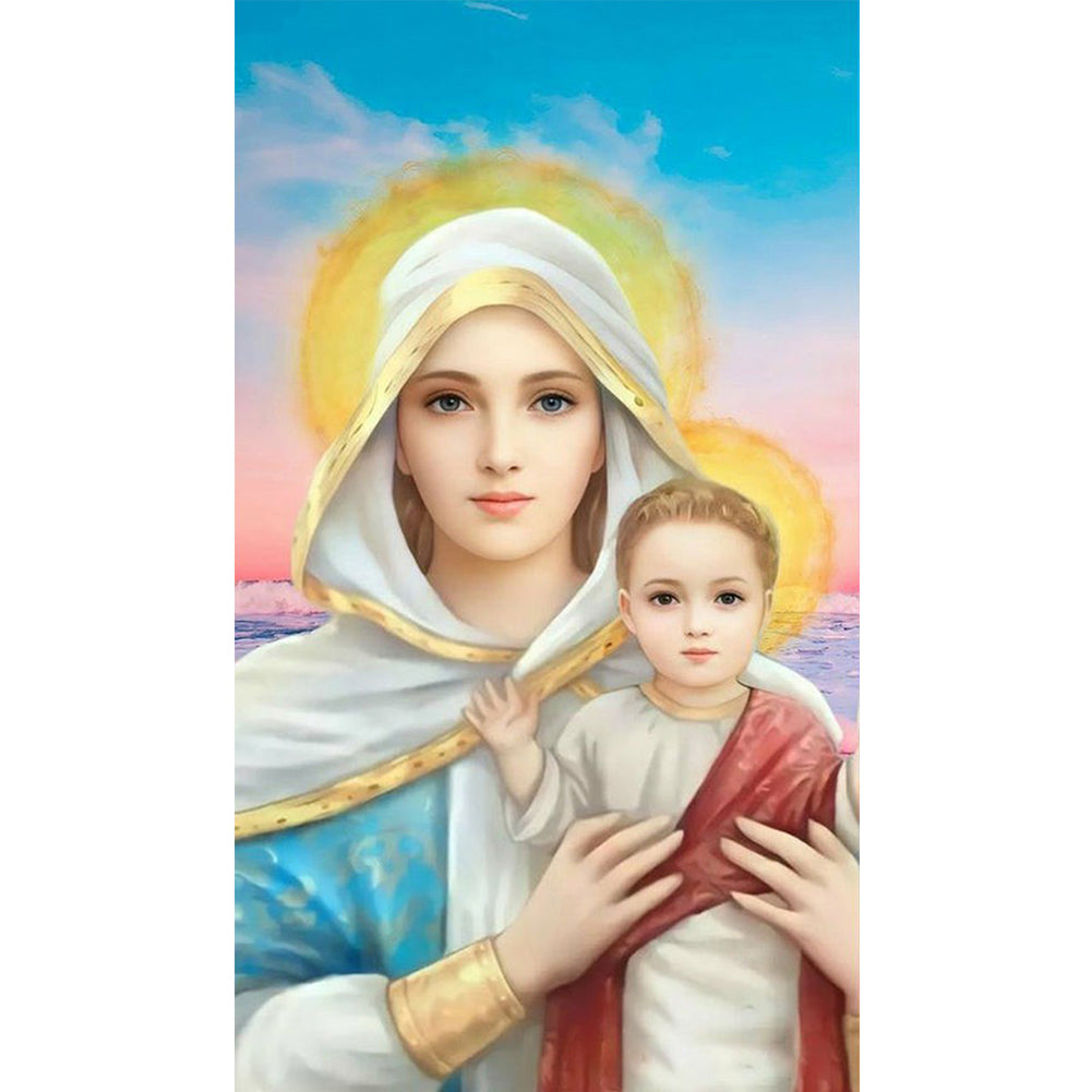 Mary And Jesus 30*40CM(Canvas) Full Round Drill Diamond Painting