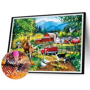 Farm Animals 50*40CM(Canvas) Full Round Drill Diamond Painting