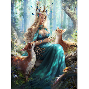 Forest Elk Goddess 40*50CM(Canvas) Full Round Drill Diamond Painting
