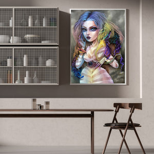 Witch Doll And Pterosaur 30*40CM(Canvas) Full Round Drill Diamond Painting