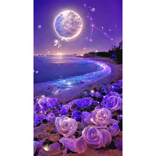 Load image into Gallery viewer, Dreamlike Purple Rose Beach Under The Moon 40*70CM(Canvas) Full Square Drill Diamond Painting
