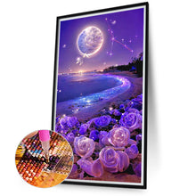 Load image into Gallery viewer, Dreamlike Purple Rose Beach Under The Moon 40*70CM(Canvas) Full Square Drill Diamond Painting

