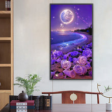Load image into Gallery viewer, Dreamlike Purple Rose Beach Under The Moon 40*70CM(Canvas) Full Square Drill Diamond Painting
