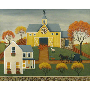 House In The Rice Field 50*40CM(Canvas) Full Round Drill Diamond Painting
