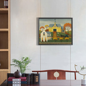 House In The Rice Field 50*40CM(Canvas) Full Round Drill Diamond Painting