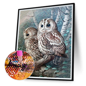 Owl 40*50CM(Canvas) Full Round Drill Diamond Painting