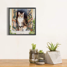 Load image into Gallery viewer, Kenyan Cat In The Window 40*40CM(Canvas) Full Round Drill Diamond Painting
