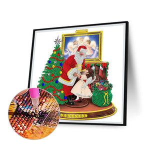 Christmas Santa Claus 30*30CM(Canvas) Partial Special Shaped Drill Diamond Painting